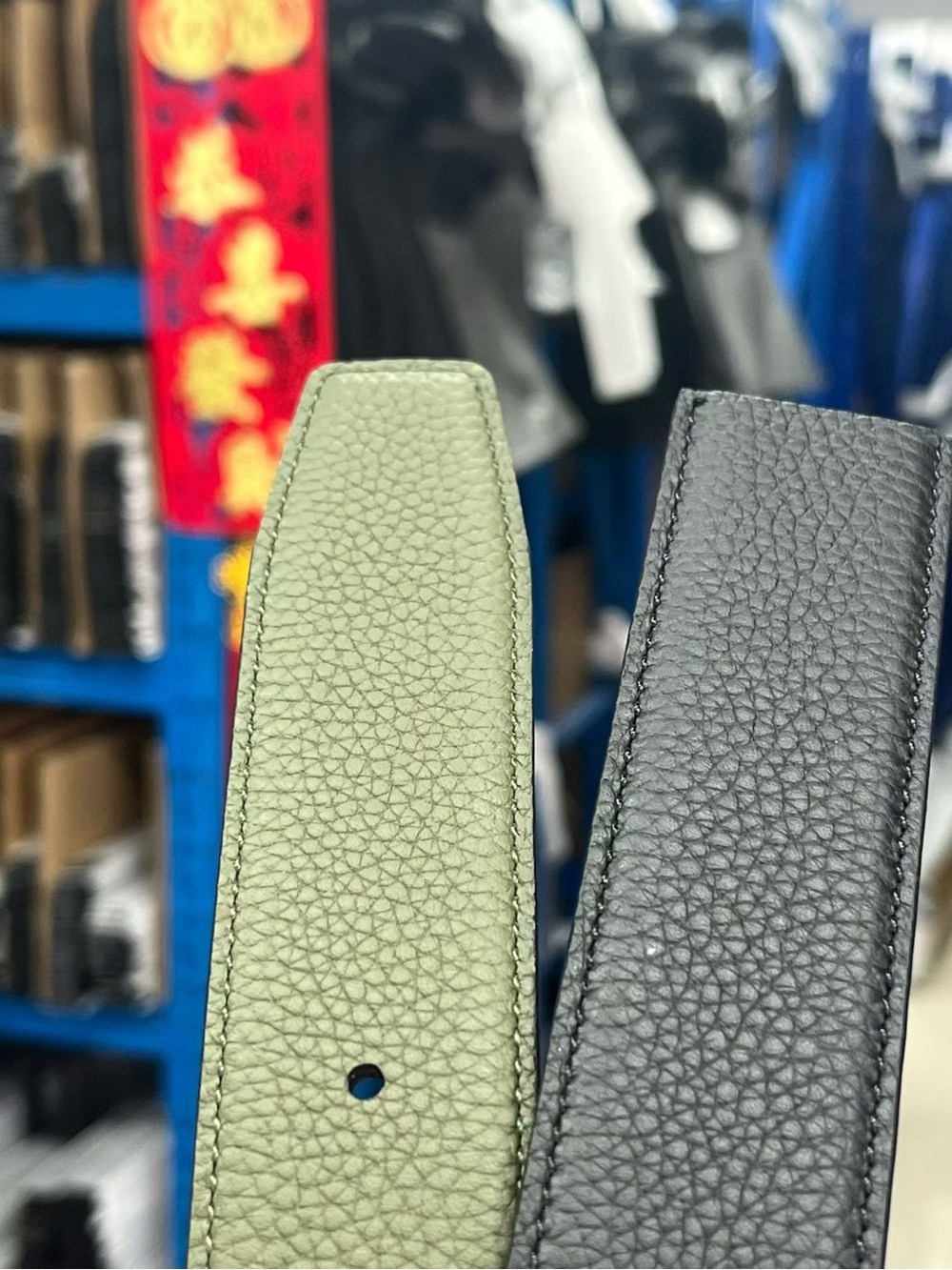 new model 3.5cm lychee patterned black military green blank belt has arrived!